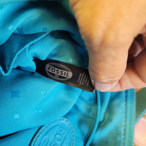 Fossil Morgan Traveler Crossbody Bag Turquoise Pebble Leather - Picture 13 of 16